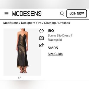 IRO Sunny Silk Slip Dress in Black and Gold